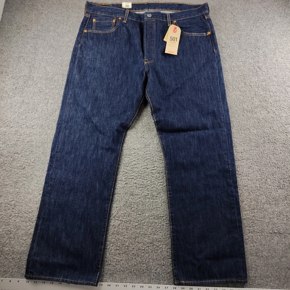 Levis 501 Jeans Mens 40x30 Original Indigo Blue Button Fly Straight Leg NWT